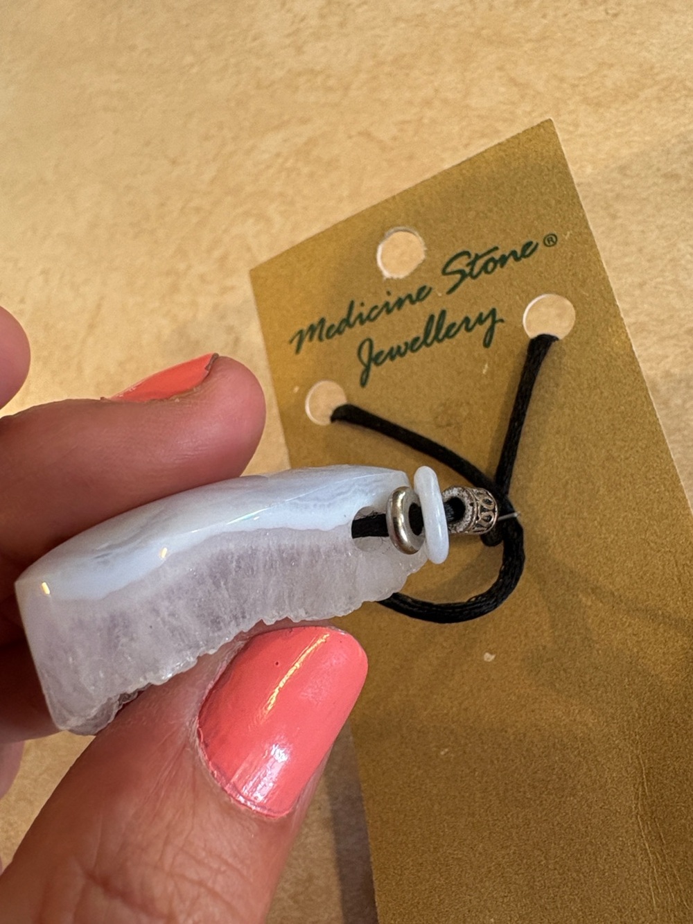 Medicine Stone Jewellery White Druzy Pendant Necklace by